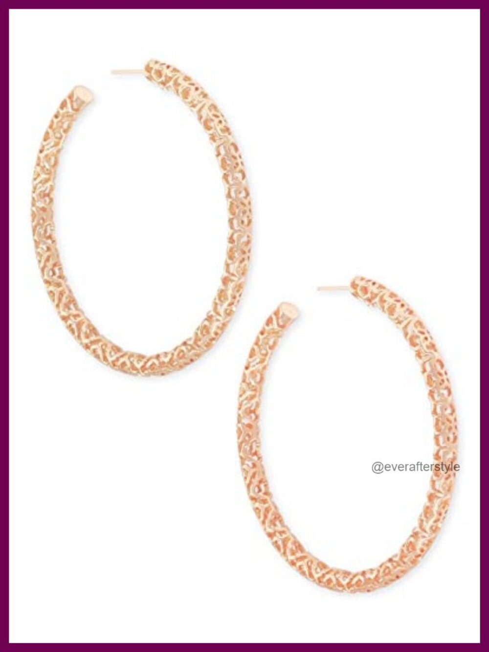 Kendra Scott Maggie 2.5" Hoop Earrings Rose Gold Filigree